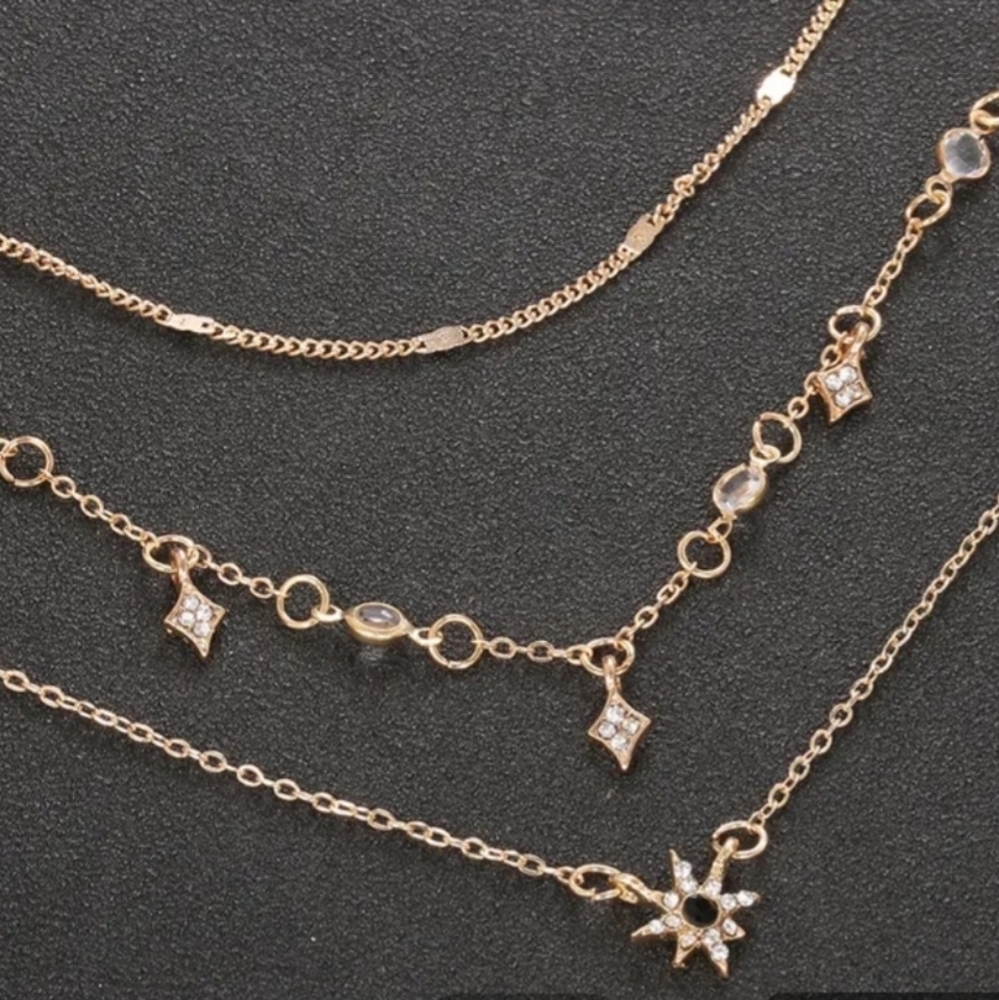 Layered Stars & Black Sun Necklace - Picture 8 of 14